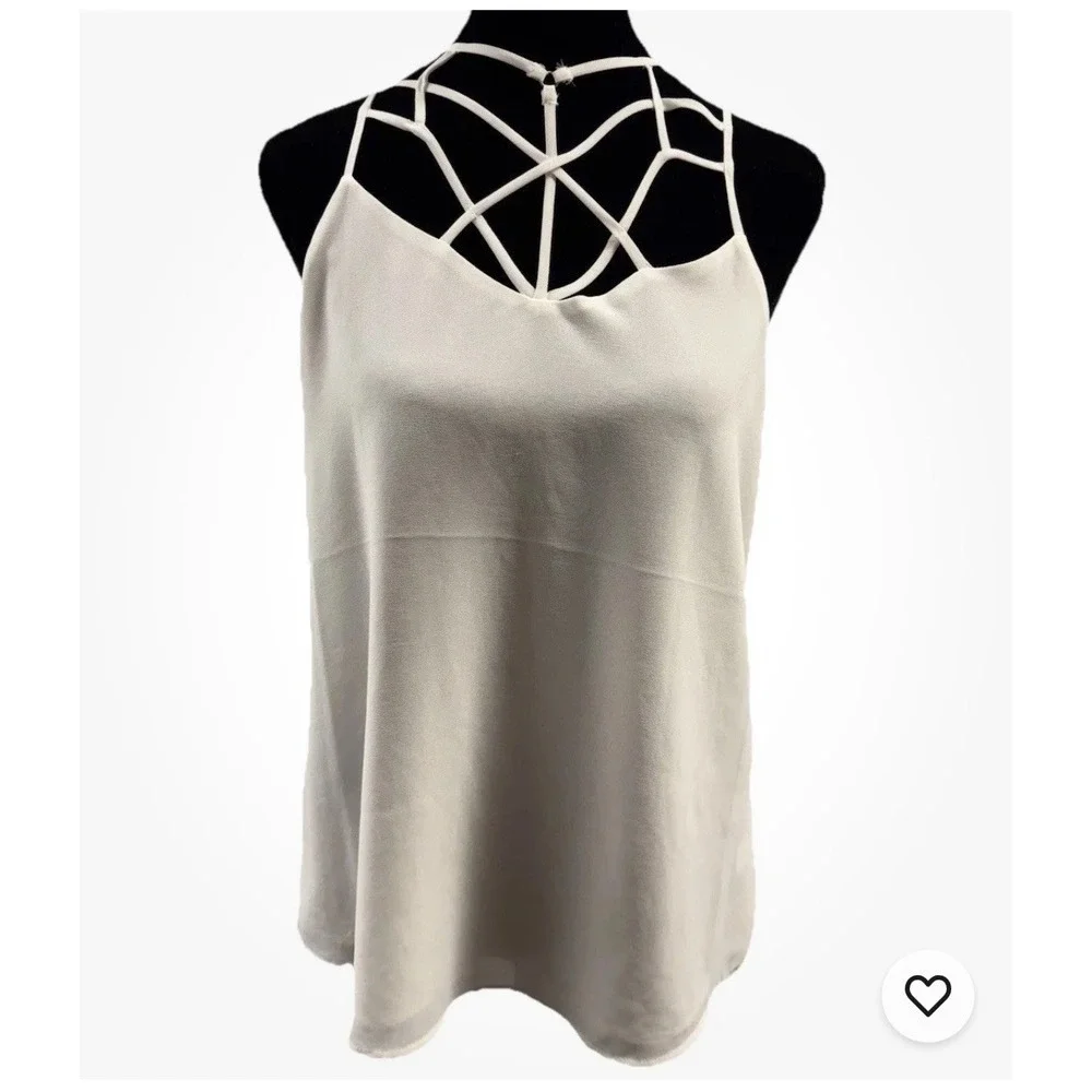 Naked Zebra‎ Caged Camisole Tank Top Womens Medium Ivory Going Out Cami